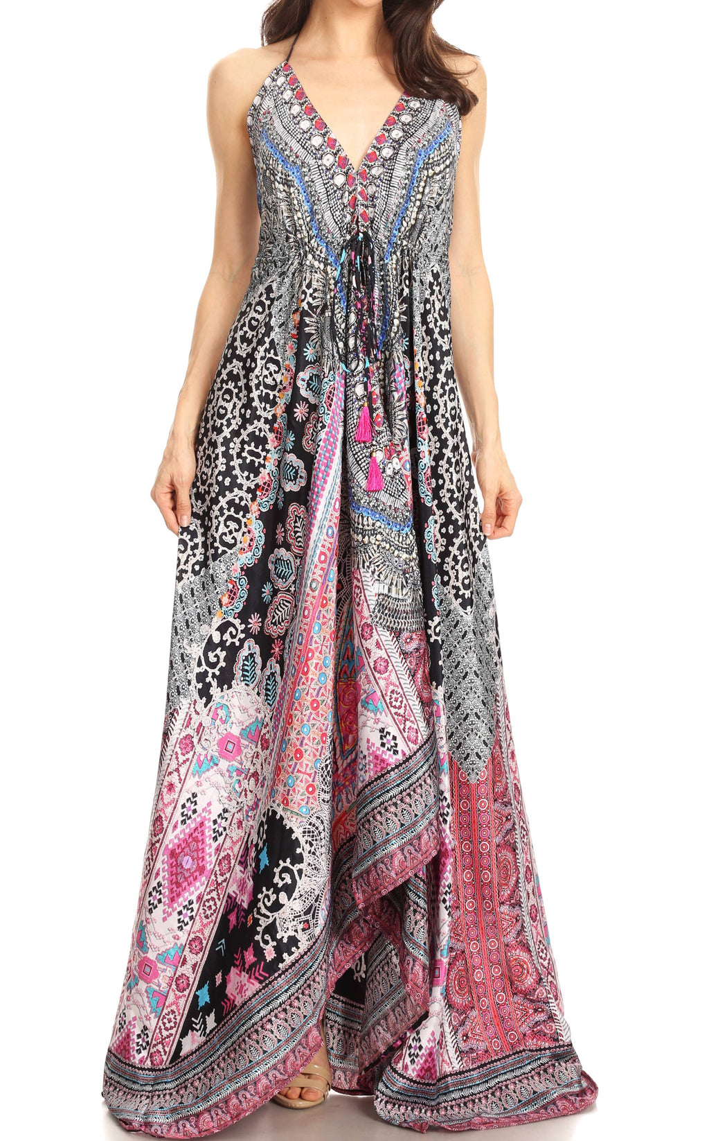 Sakkas Lizi Halter High-Low Maxi Dress