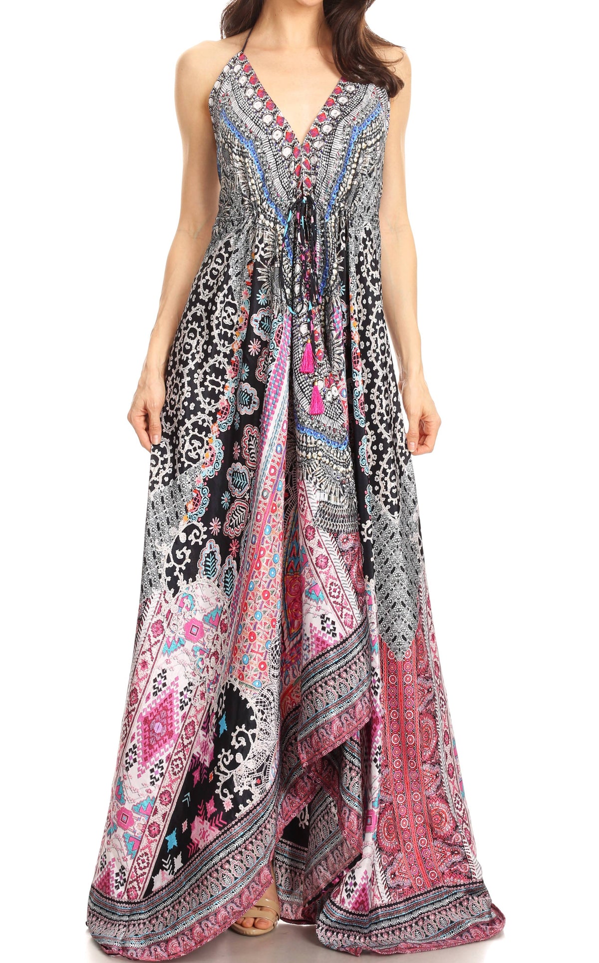 Sakkas Lizi Halter High-Low Maxi Dress