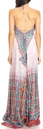 Sakkas Lizi Womens Maxi High-low Halter Handkerchief Long Dress Beach Party