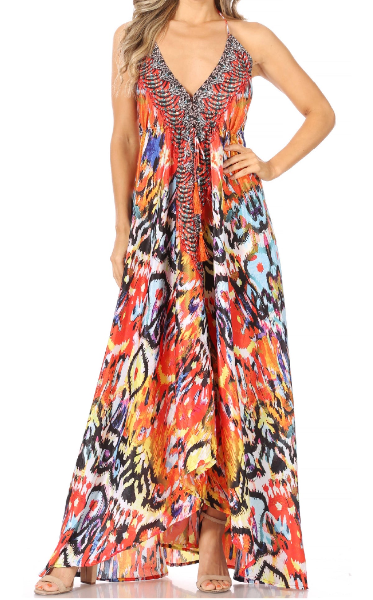 Sakkas Lizi Halter High-Low Maxi Dress