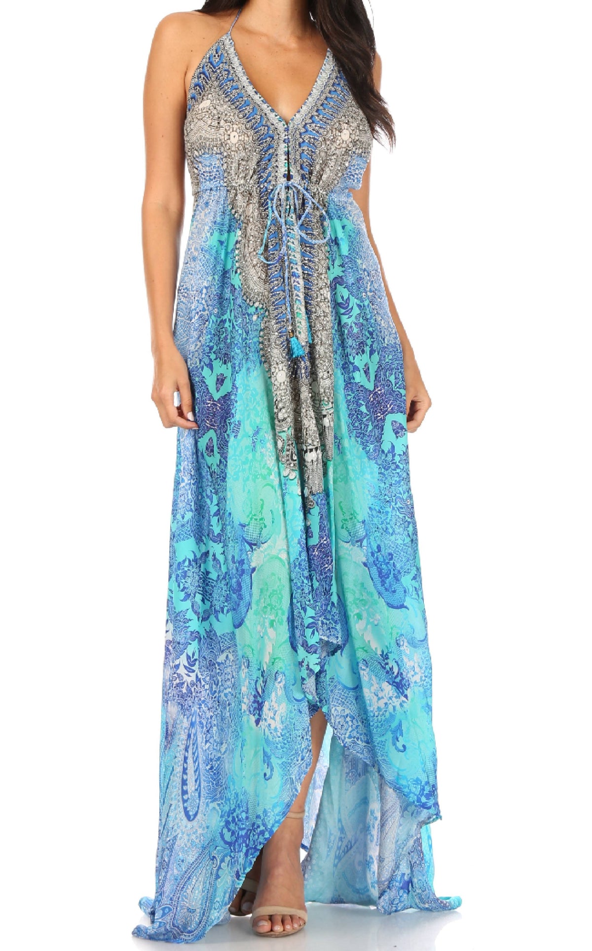 Sakkas Lizi Halter High-Low Maxi Dress