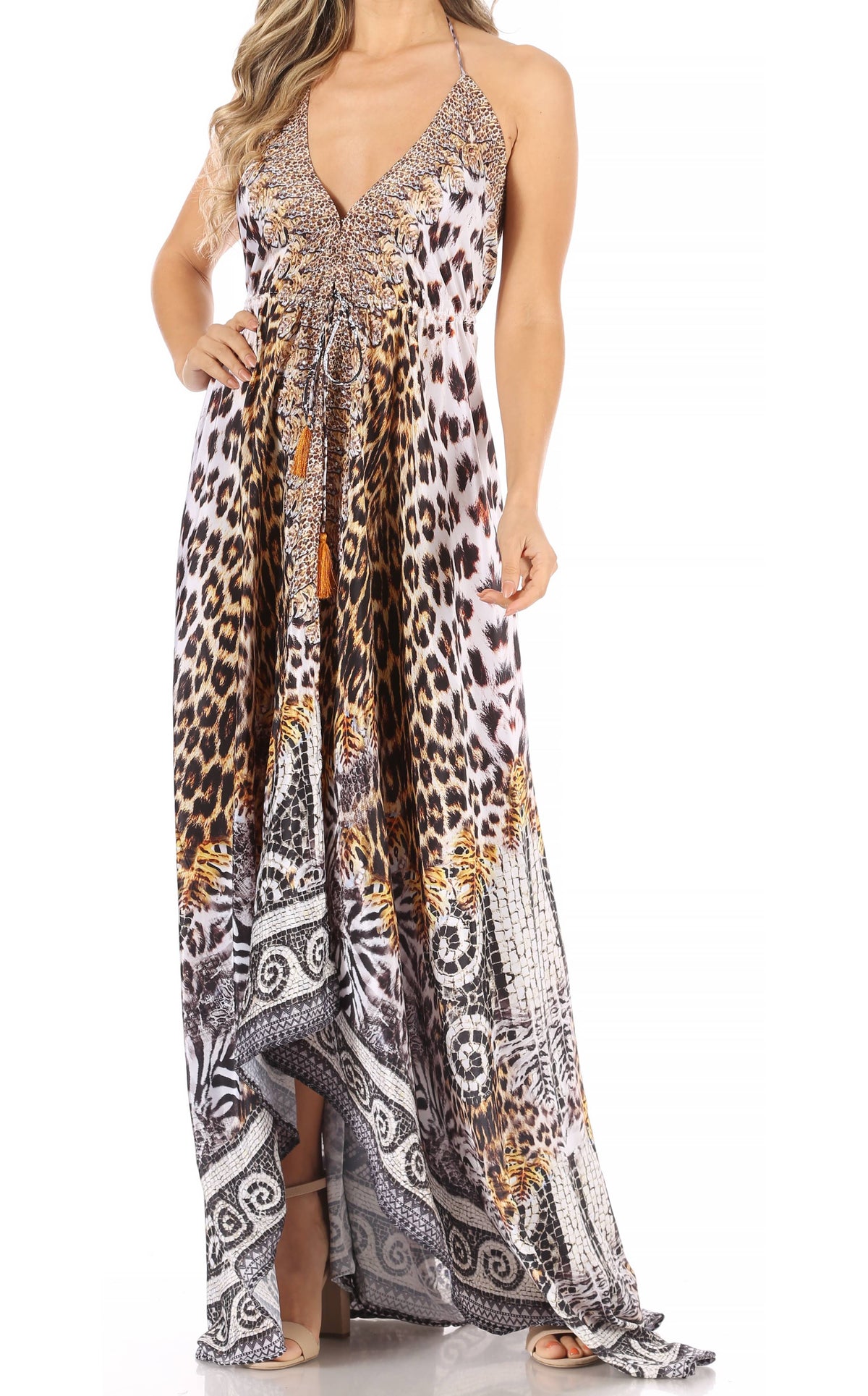 Sakkas Lizi Halter High-Low Maxi Dress