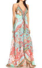 Sakkas Lizi Halter High-Low Maxi Dress