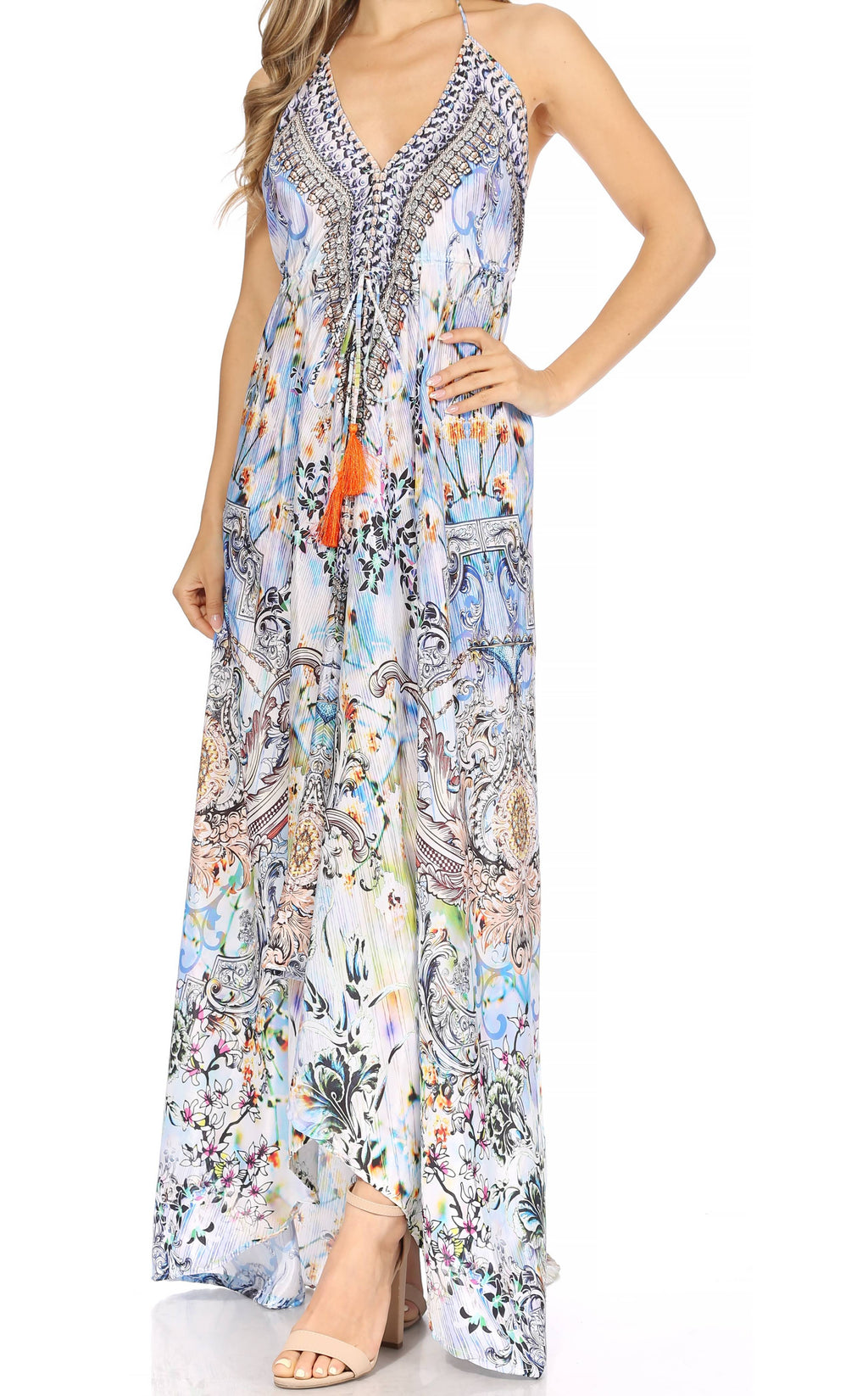 Sakkas Lizi Halter High-Low Maxi Dress