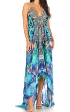 Sakkas Lizi Halter High-Low Maxi Dress