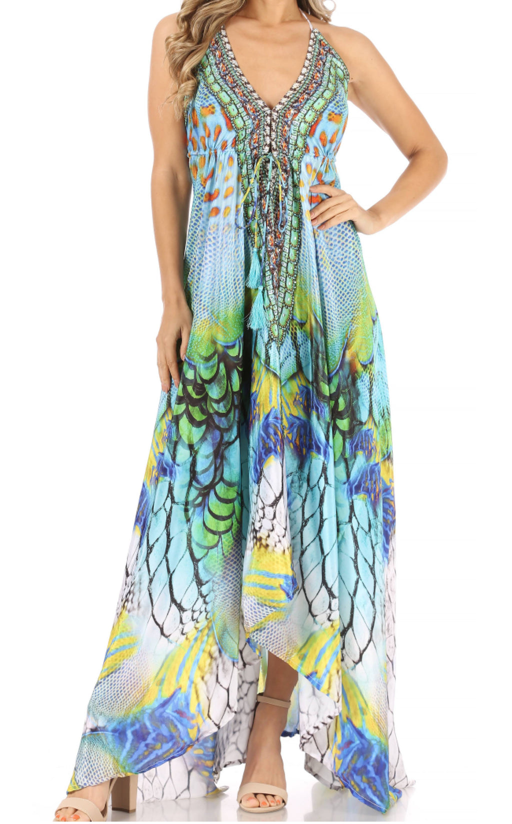 Sakkas Lizi Halter High-Low Maxi Dress