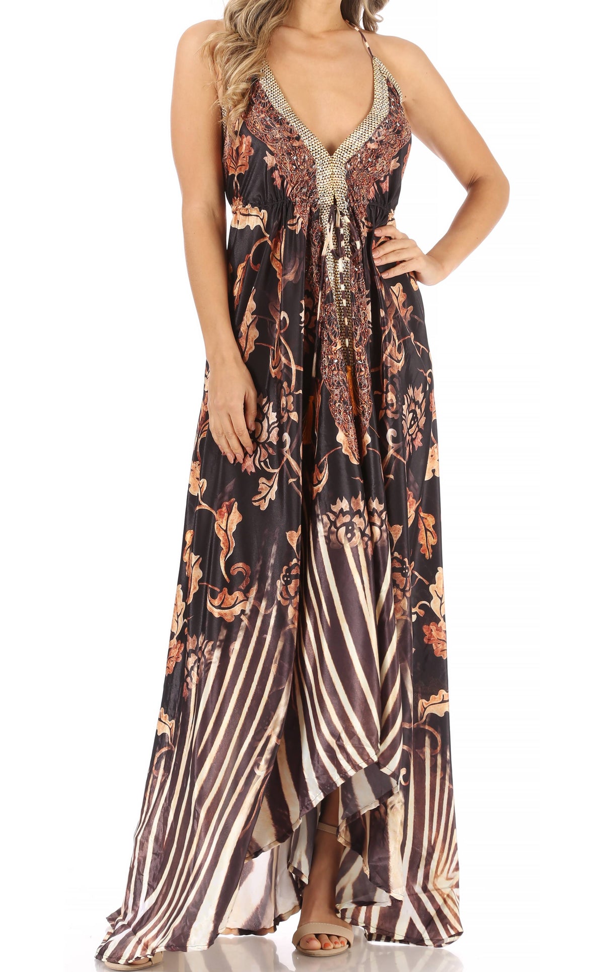 Sakkas Lizi Halter High-Low Maxi Dress
