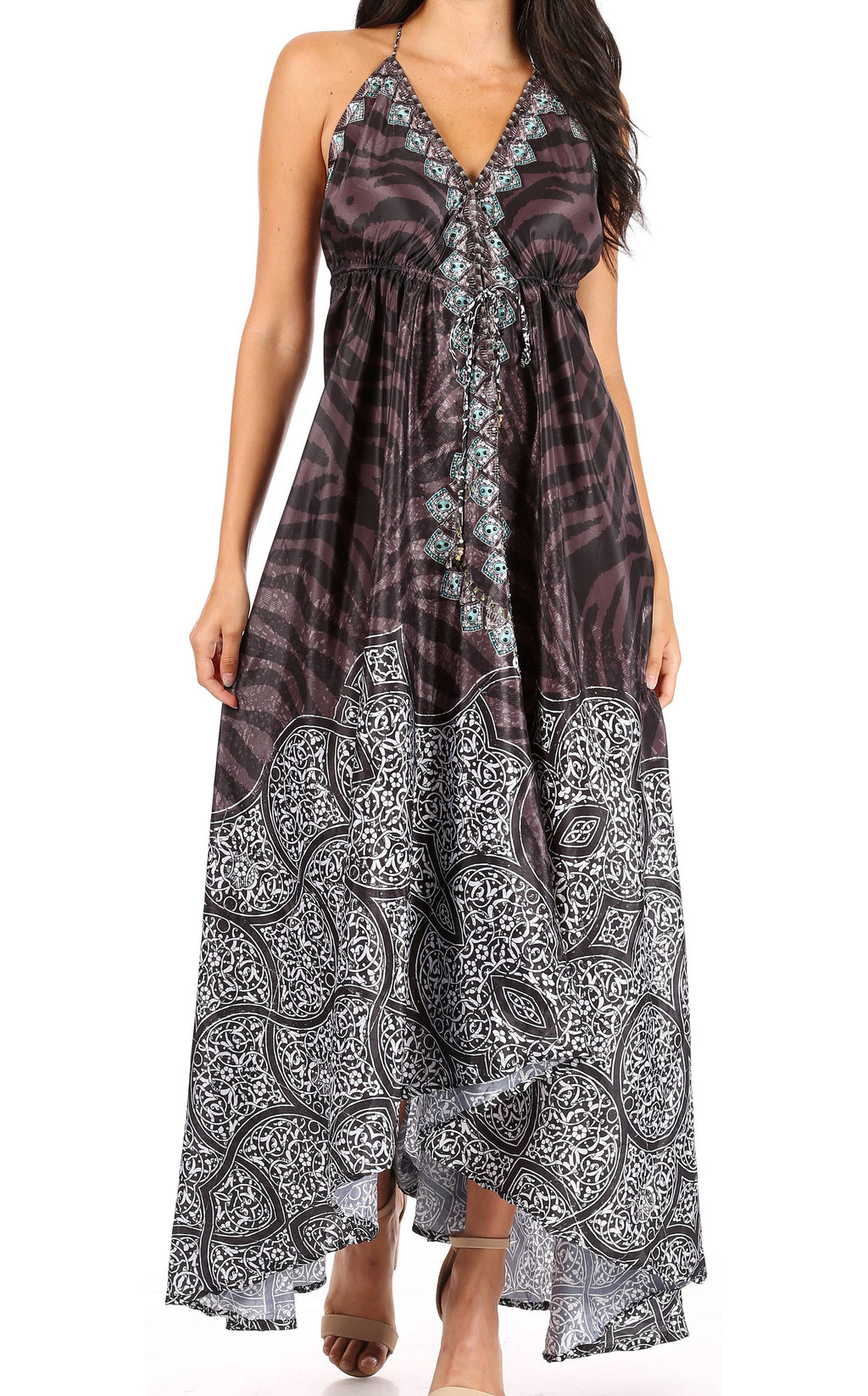Sakkas Lizi Halter High-Low Maxi Dress