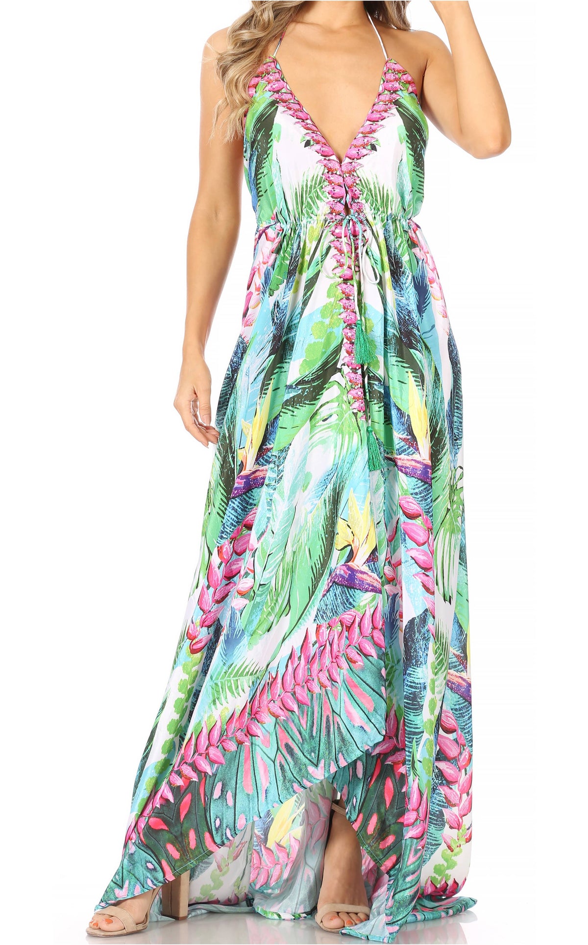 Sakkas Lizi Halter High-Low Maxi Dress