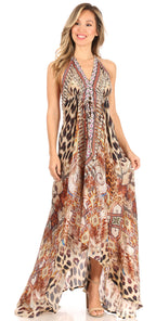 Sakkas Lizi Womens Maxi High-low Halter Handkerchief Long Dress Beach Party