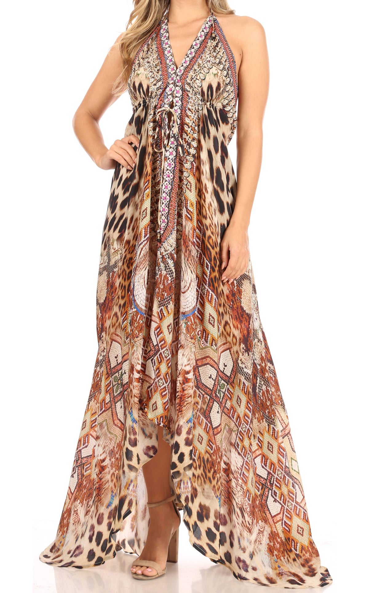 Sakkas Lizi Halter High-Low Maxi Dress