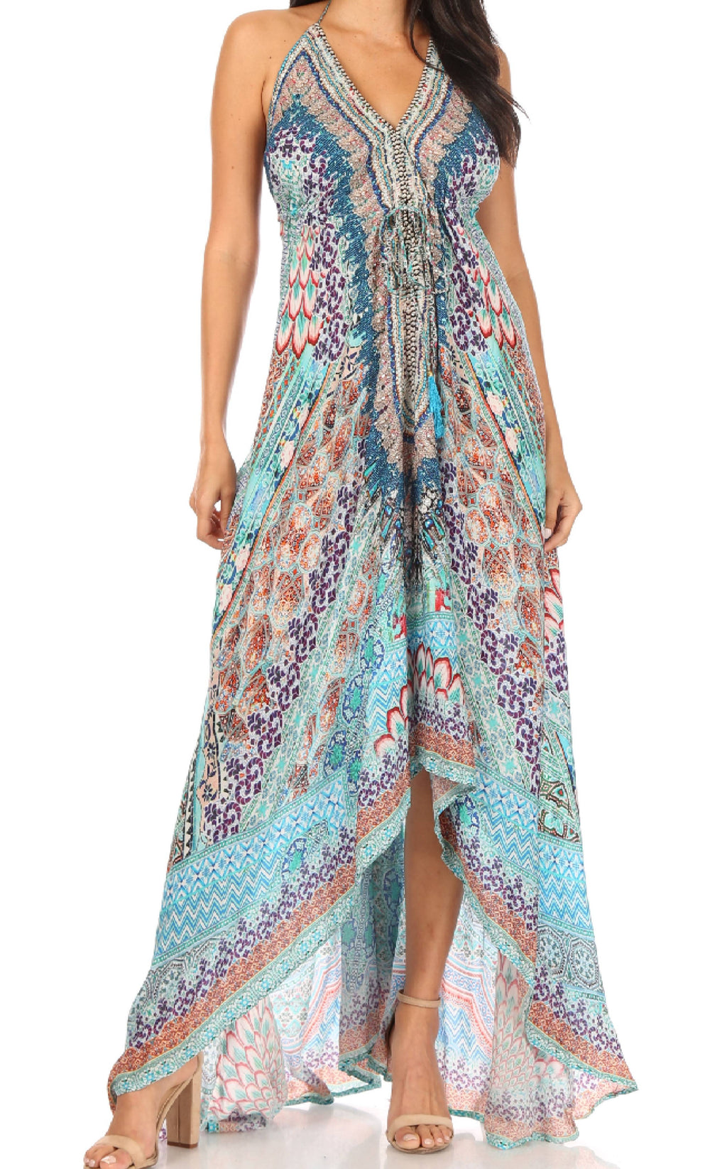 Sakkas Lizi Halter High-Low Maxi Dress