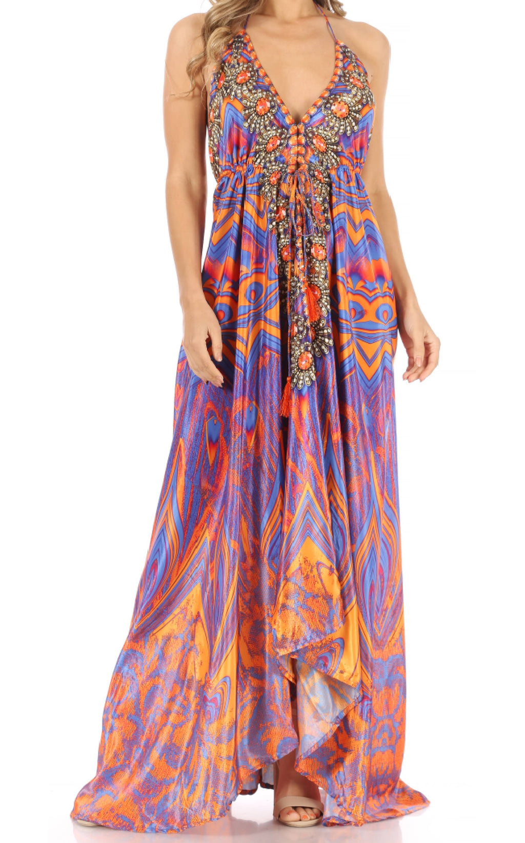 Sakkas Lizi Halter High-Low Maxi Dress