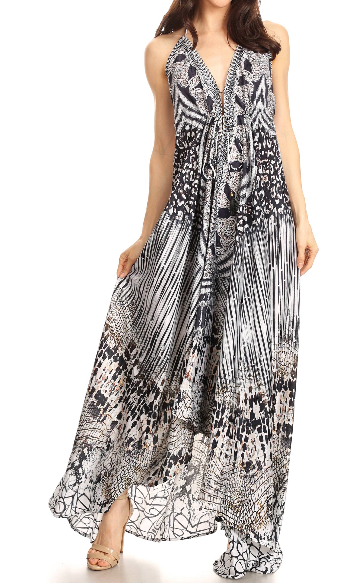 Sakkas Lizi Halter High-Low Maxi Dress