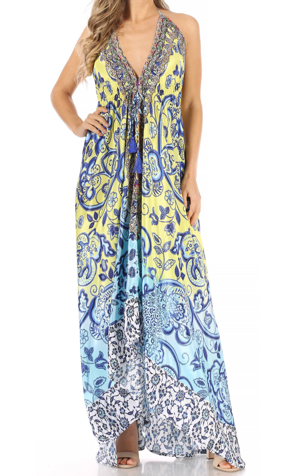 Sakkas Lizi Halter High-Low Maxi Dress