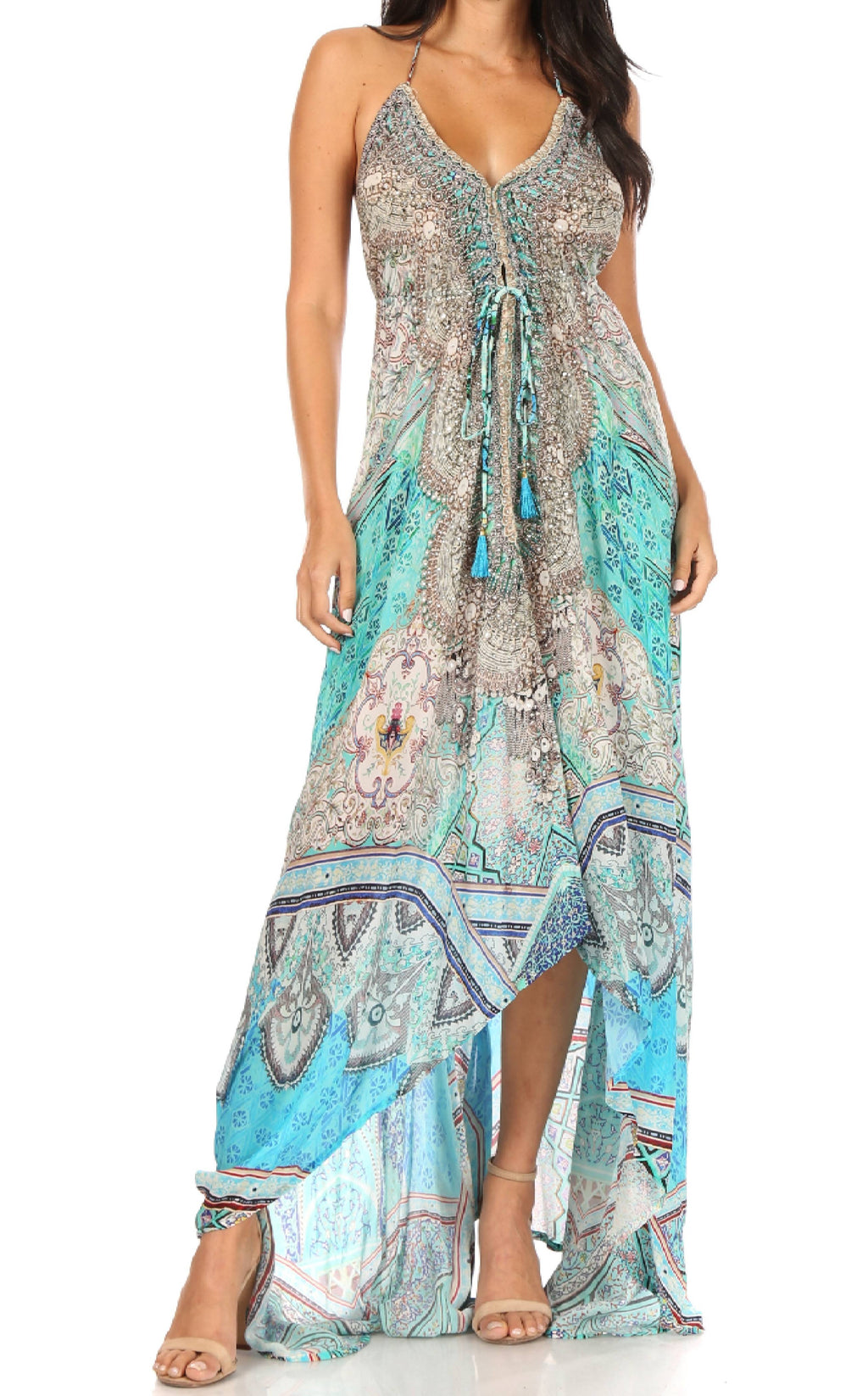 Sakkas Lizi Halter High-Low Maxi Dress