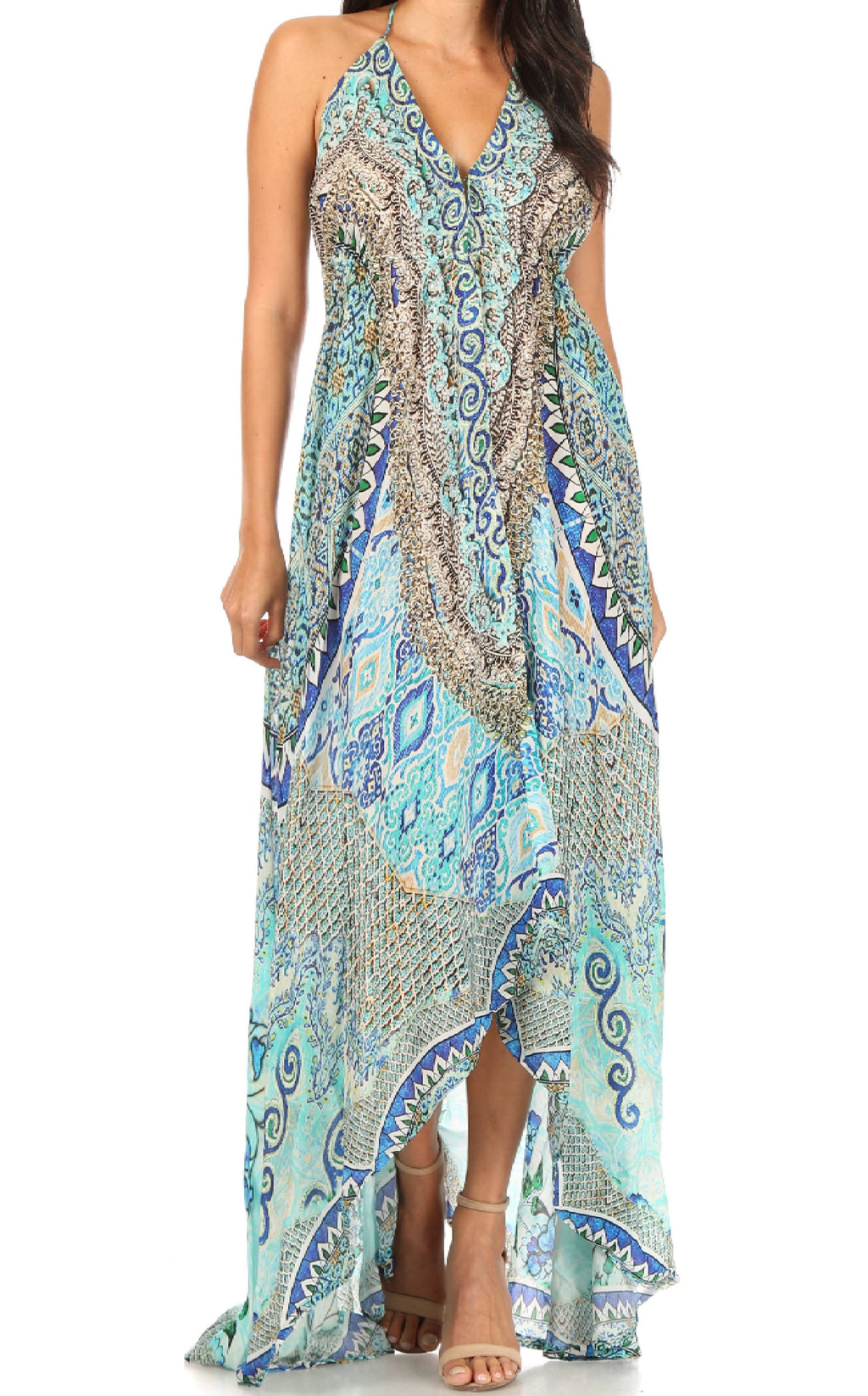 Sakkas Lizi Halter High-Low Maxi Dress