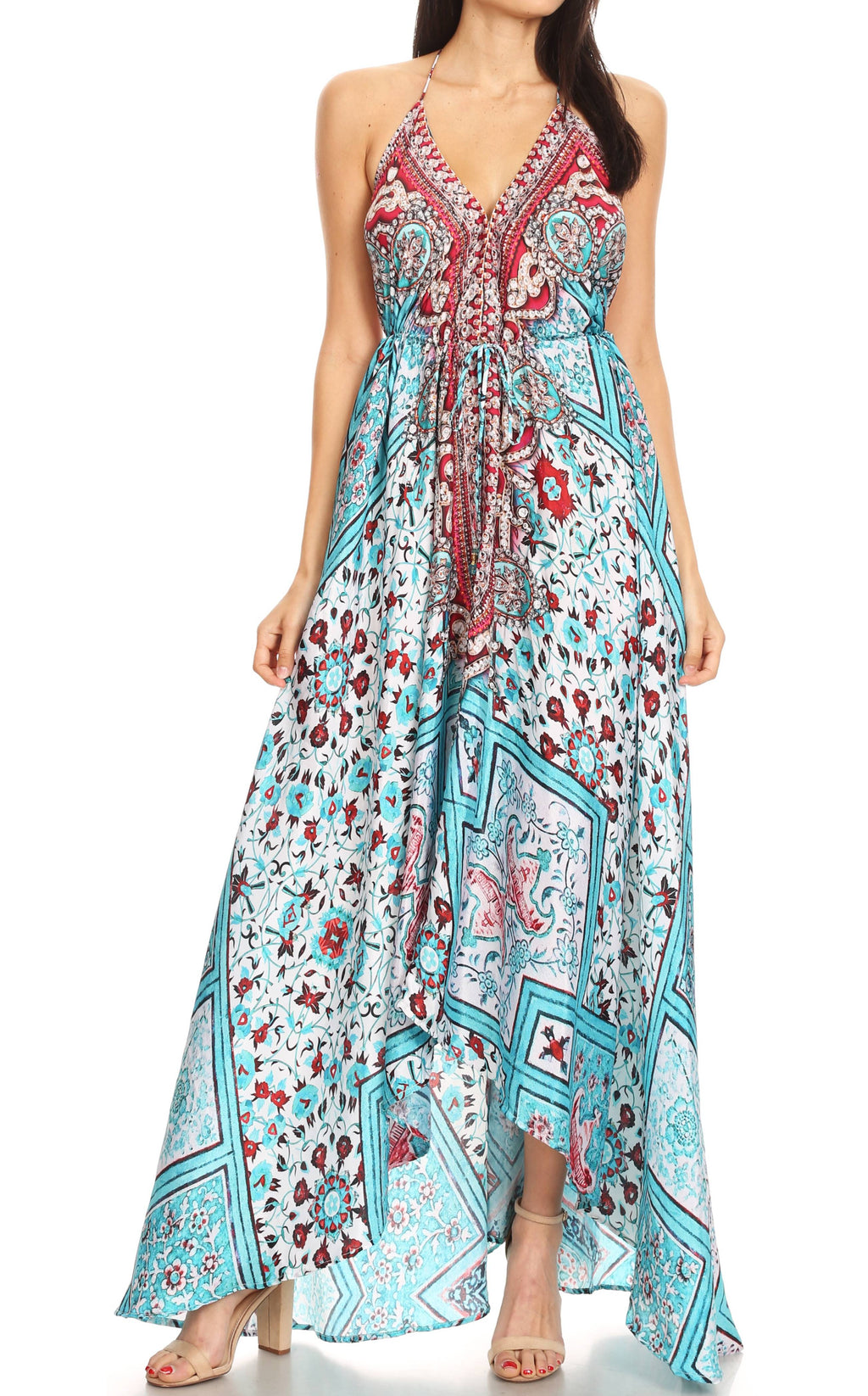 Sakkas Lizi Halter High-Low Maxi Dress