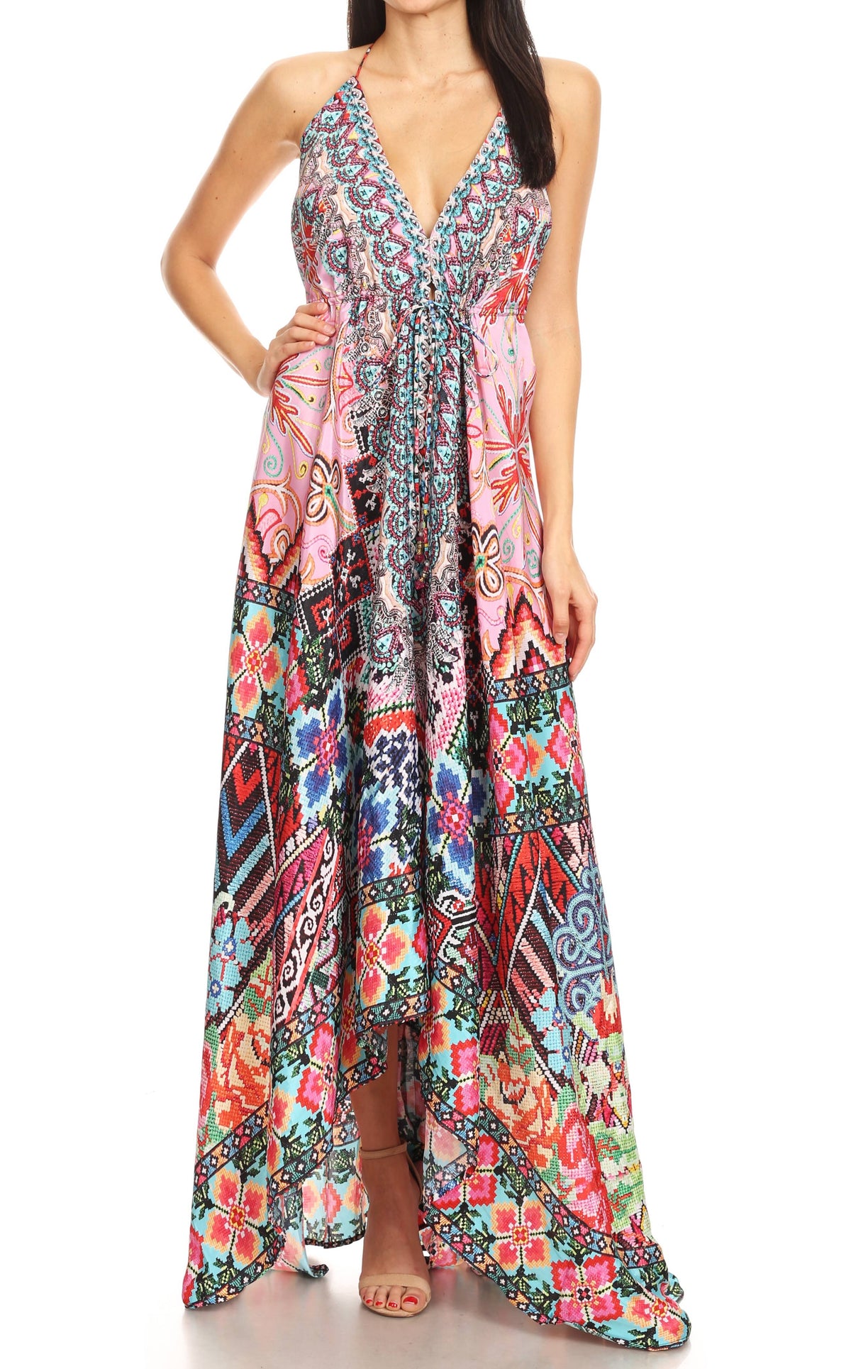 Sakkas Lizi Halter High-Low Maxi Dress
