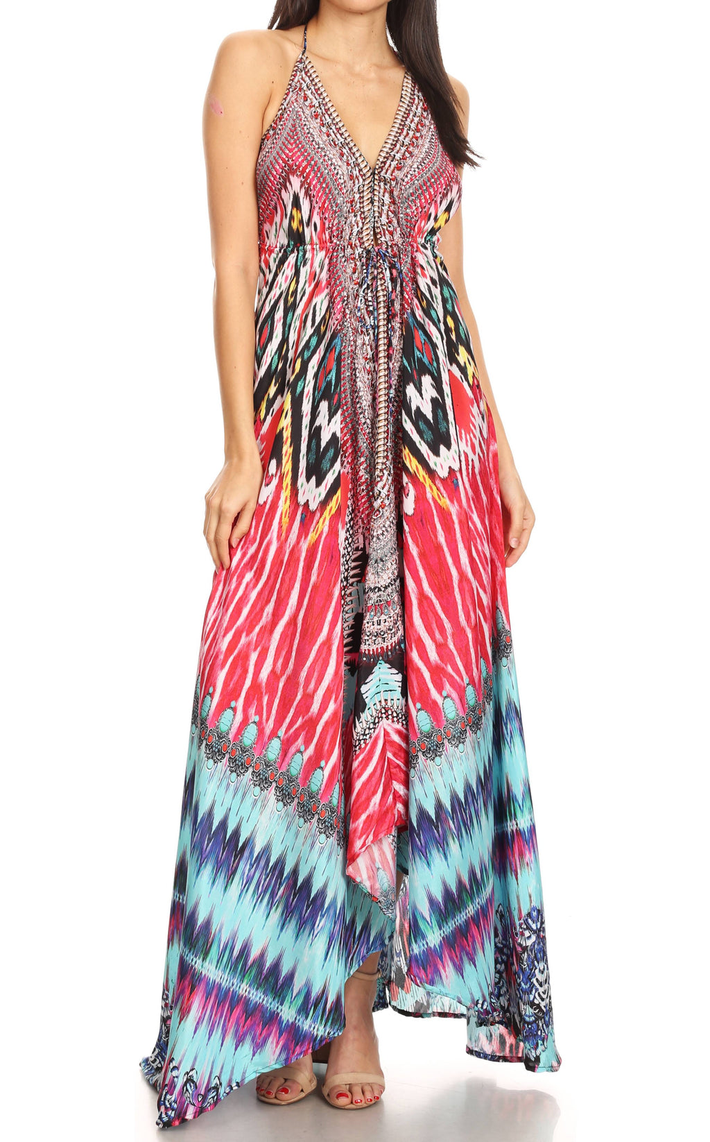Sakkas Lizi Halter High-Low Maxi Dress
