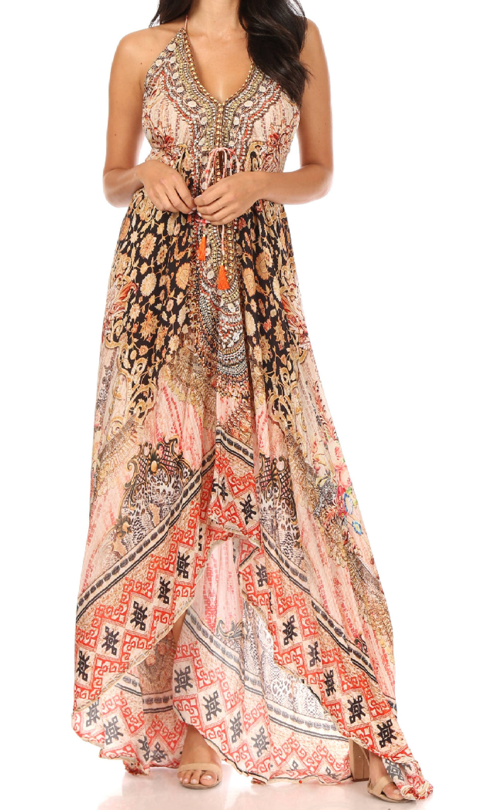 Sakkas Lizi Halter High-Low Maxi Dress