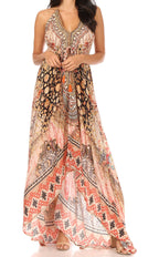 Sakkas Lizi Halter High-Low Maxi Dress