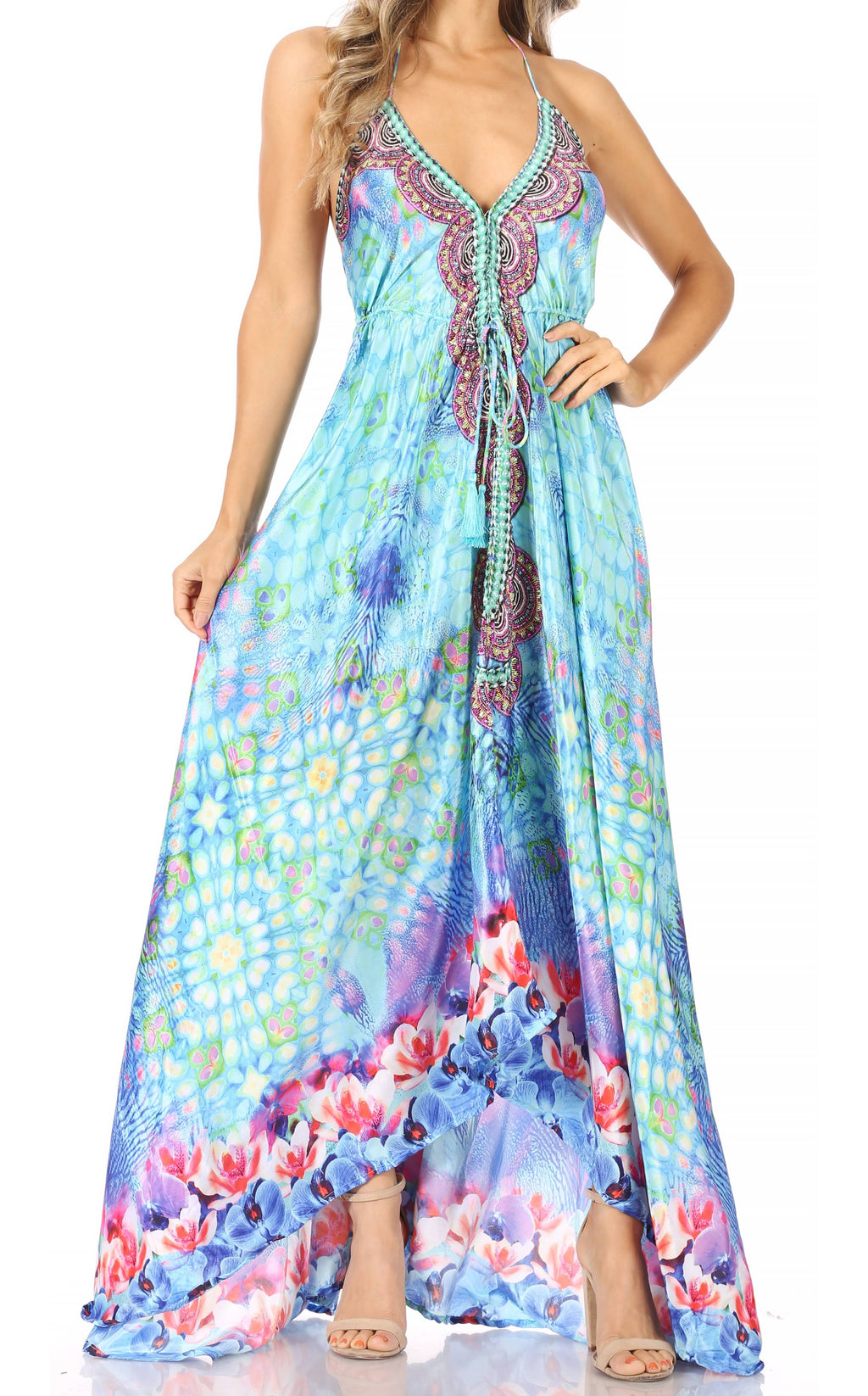 Sakkas Lizi Halter High-Low Maxi Dress