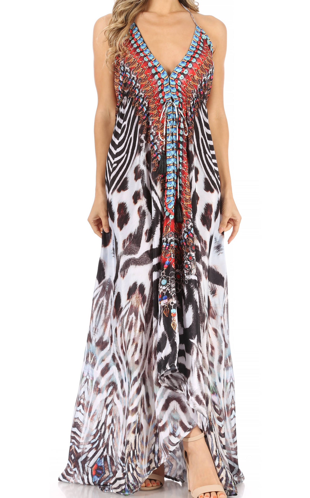 Sakkas Lizi Halter High-Low Maxi Dress