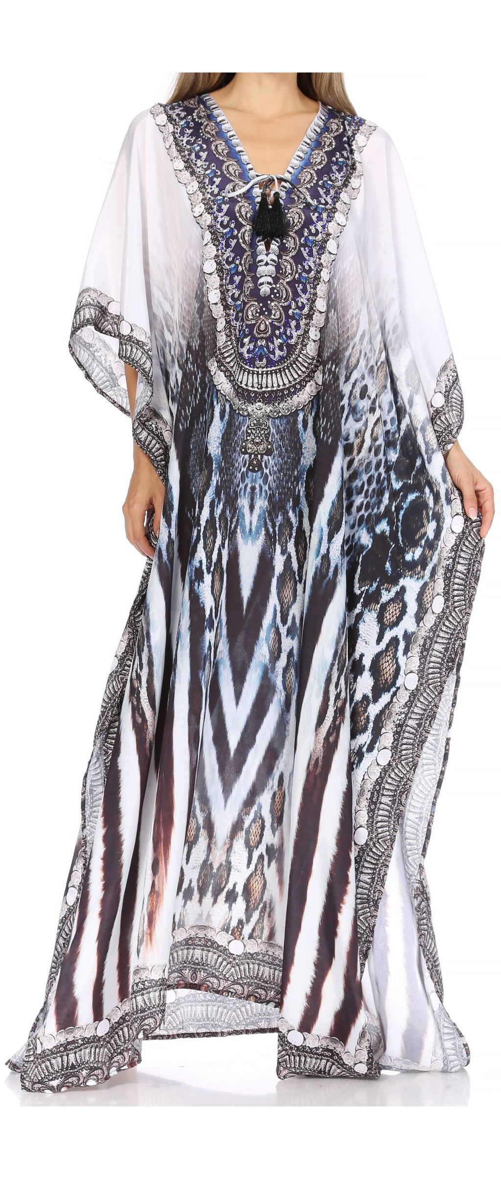Sakkas Georgettina Rhinestone Caftan Dress