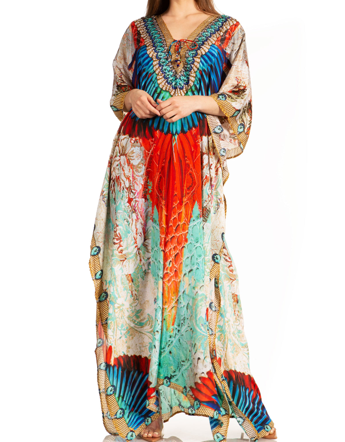 Sakkas Georgettina Rhinestone Caftan Dress