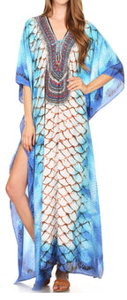 Sakkas Georgettina Rhinestone Caftan Dress