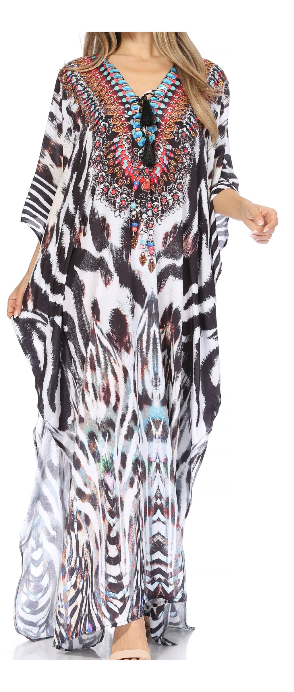 Sakkas Georgettina Rhinestone Caftan Dress