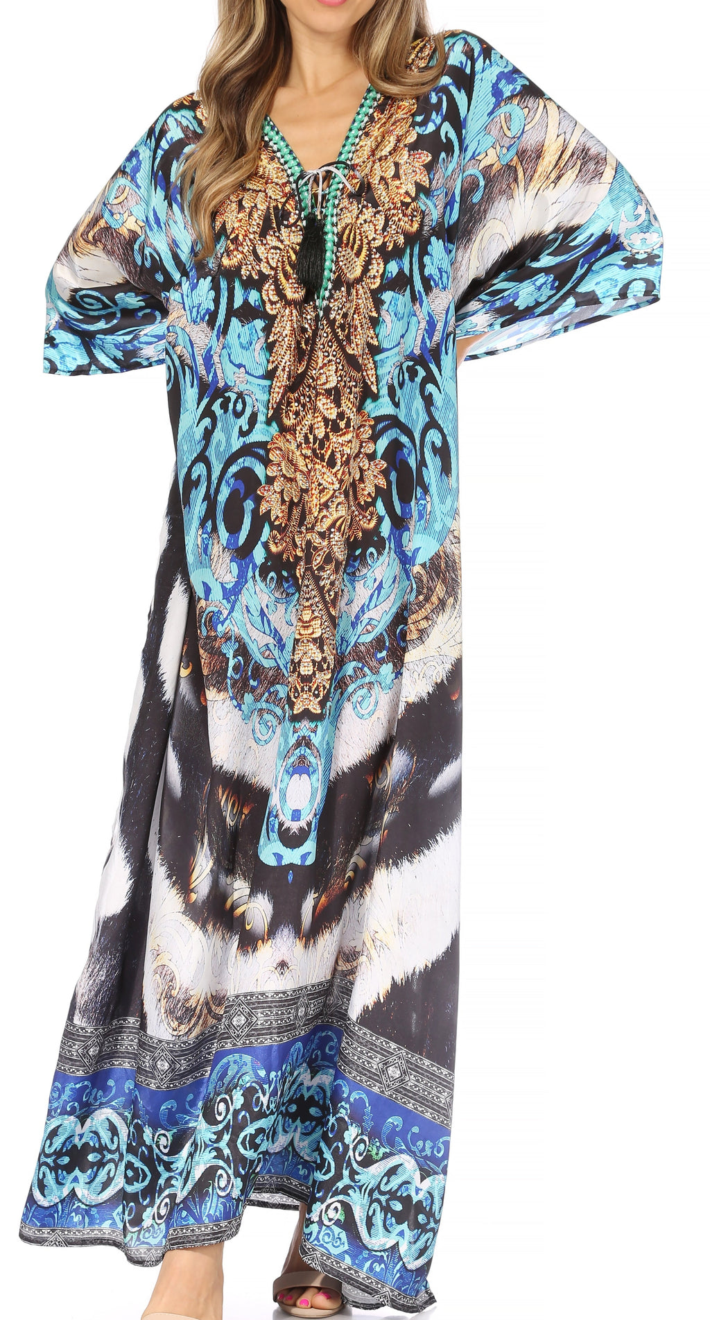 Sakkas Georgettina Rhinestone Caftan Dress