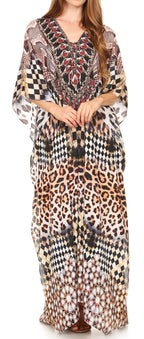 Sakkas Georgettina Rhinestone Caftan Dress