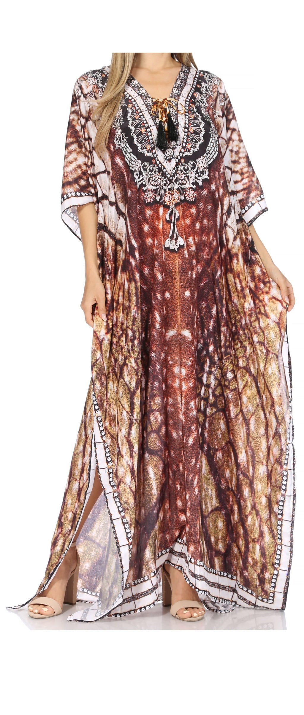 Sakkas Georgettina Rhinestone Caftan Dress