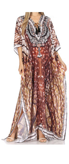 Sakkas Georgettina Rhinestone Caftan Dress