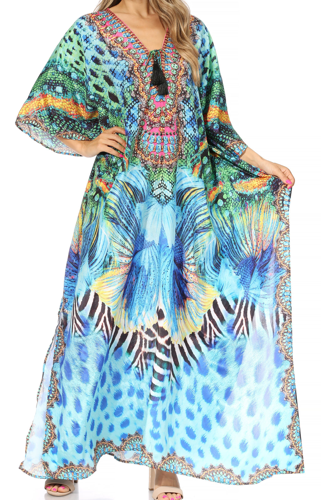 Sakkas Georgettina Rhinestone Caftan Dress