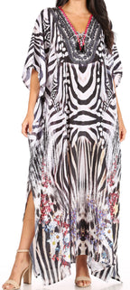 Sakkas Georgettina Rhinestone Caftan Dress