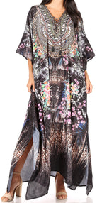 Sakkas Georgettina Rhinestone Caftan Dress