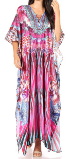 Sakkas Georgettina Rhinestone Caftan Dress