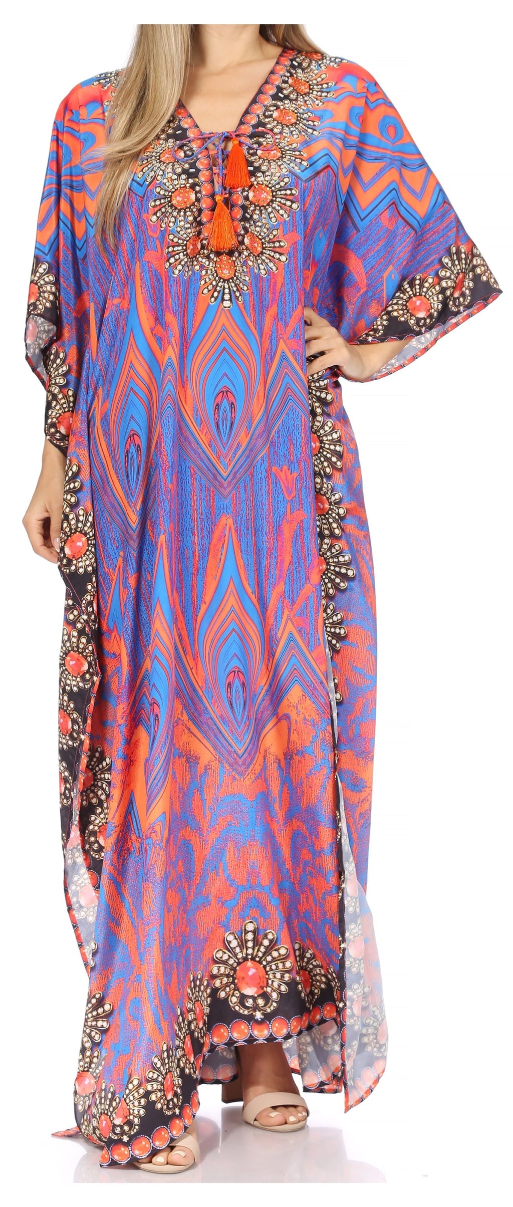 Sakkas Georgettina Rhinestone Caftan Dress