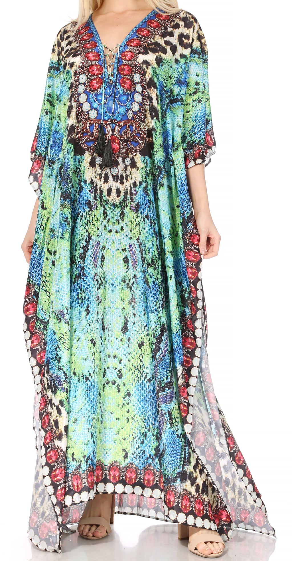 Sakkas Georgettina Rhinestone Caftan Dress