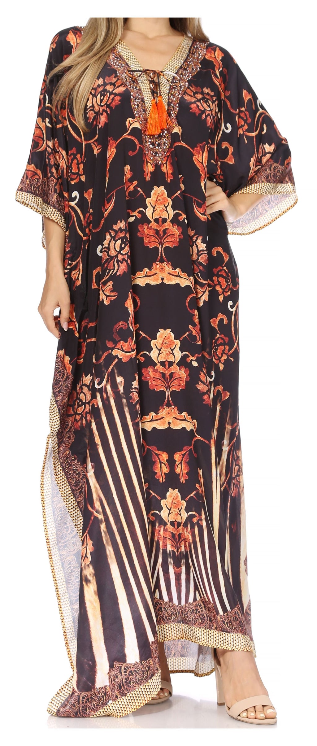 Sakkas Georgettina Rhinestone Caftan Dress