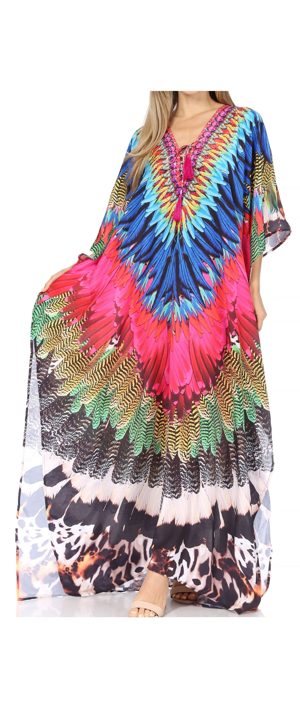 Sakkas Georgettina Rhinestone Caftan Dress