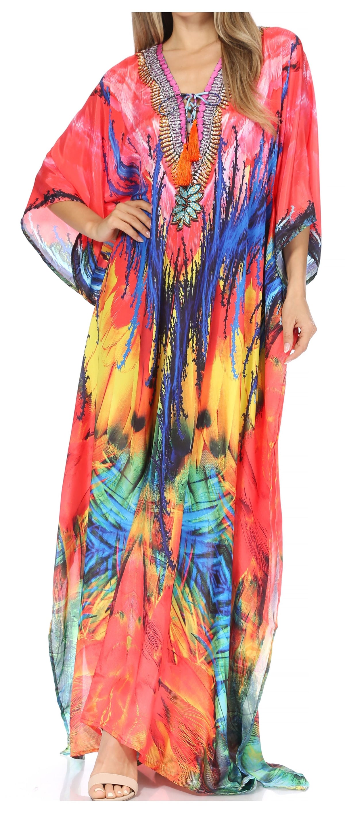 Sakkas Georgettina Rhinestone Caftan Dress