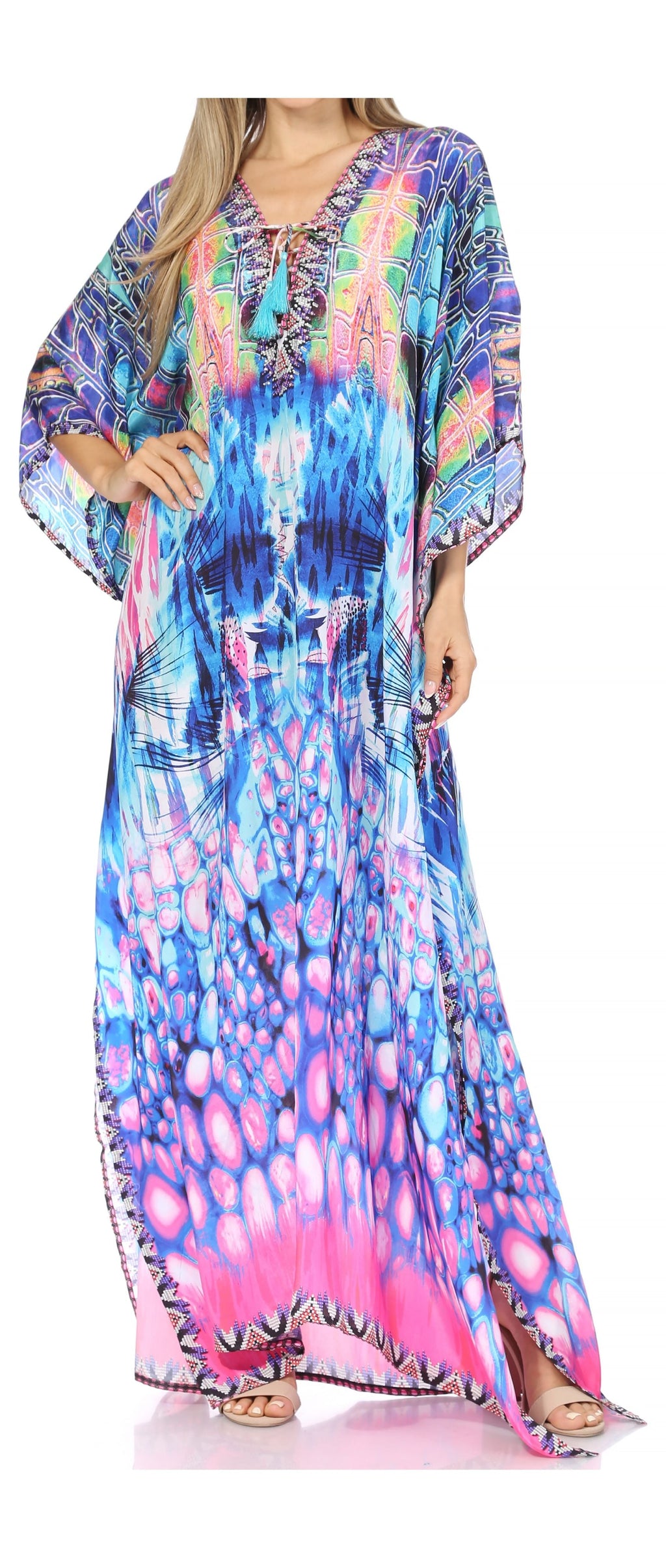Sakkas Georgettina Rhinestone Caftan Dress