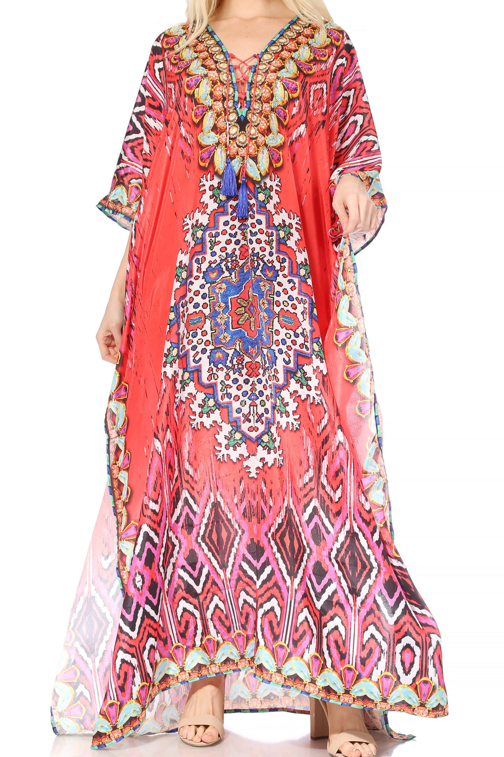 Sakkas Georgettina Rhinestone Caftan Dress