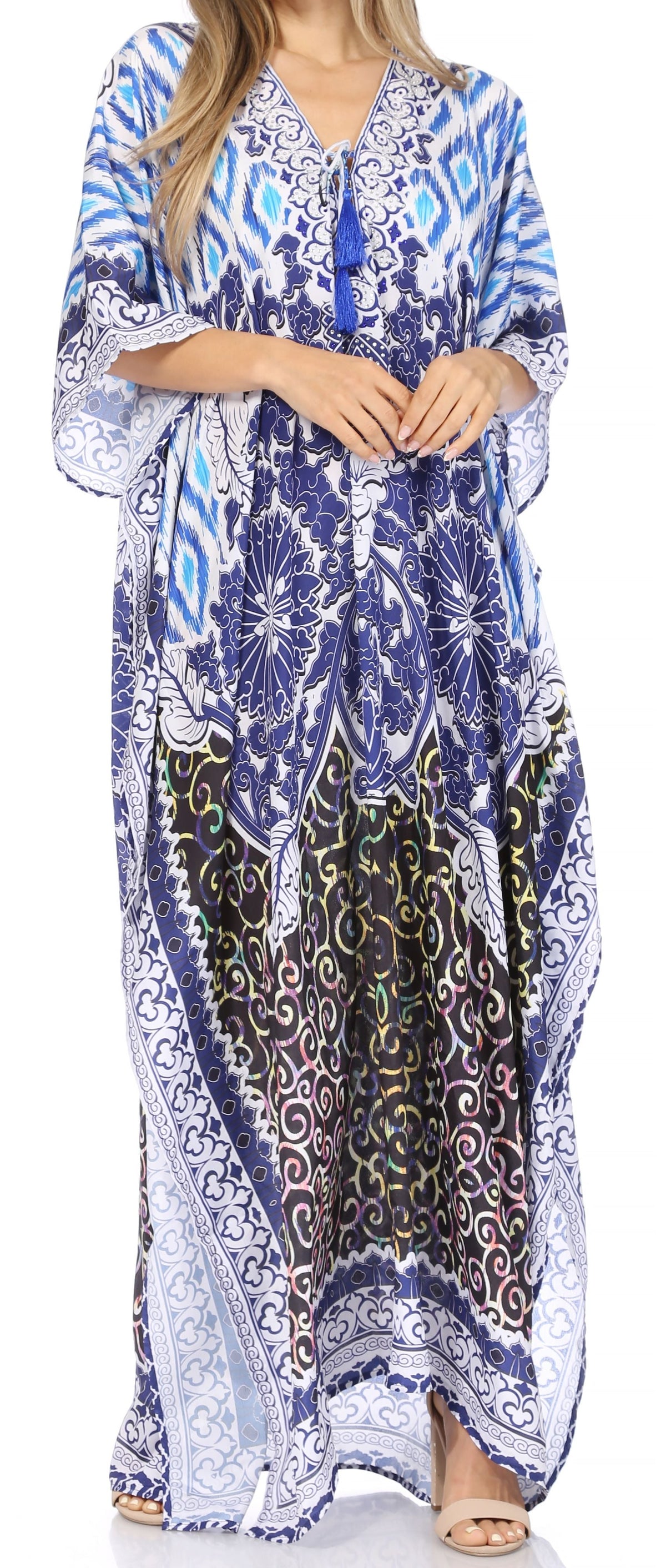 Sakkas Georgettina Rhinestone Caftan Dress