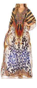 Sakkas Georgettina Rhinestone Caftan Dress