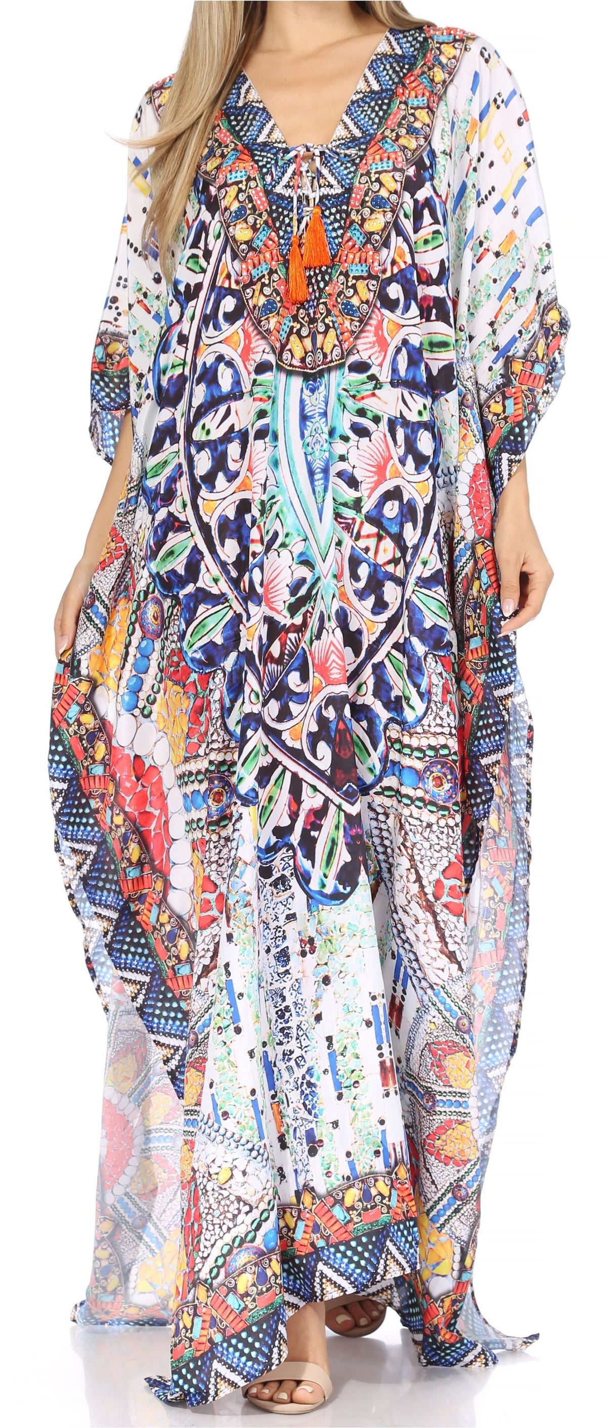 Sakkas Georgettina Rhinestone Caftan Dress